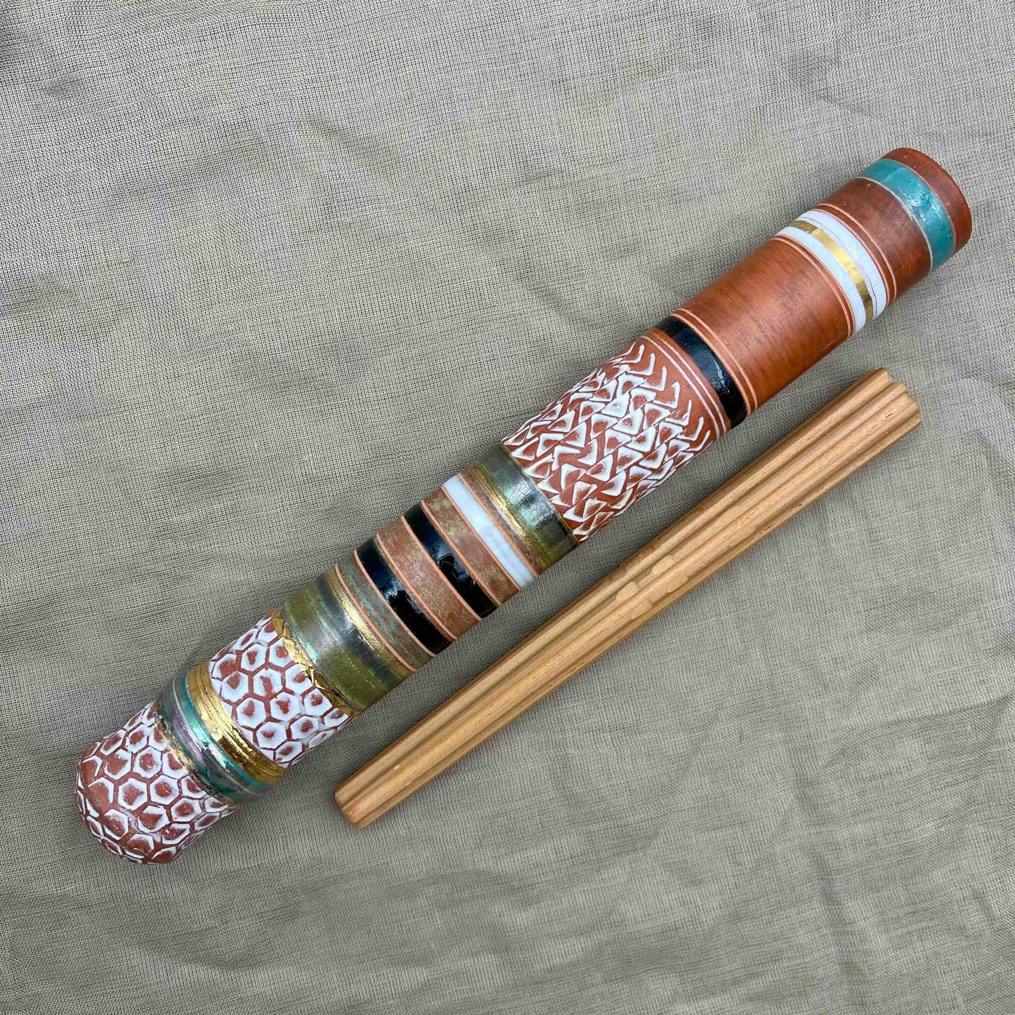 Classic Clay Chillum with White Hex Stamp