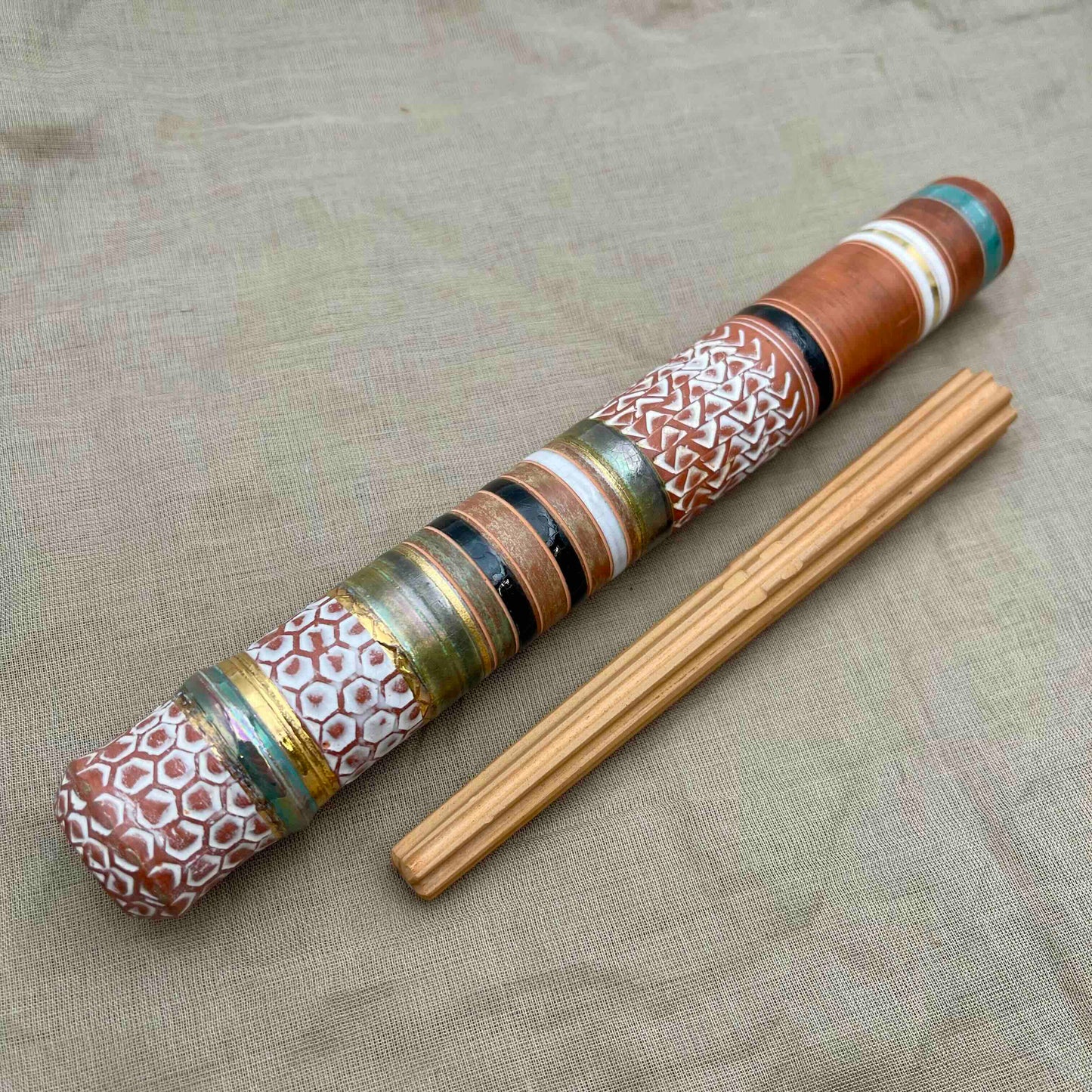 Classic Clay Chillum with White Hex Stamp