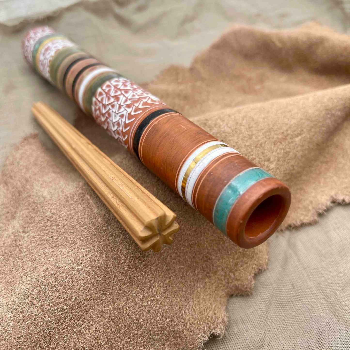 Classic Clay Chillum with White Hex Stamp