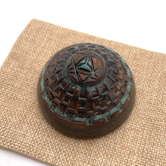 Clay Mixing Bowl Hand Carved Sacred Geometry
